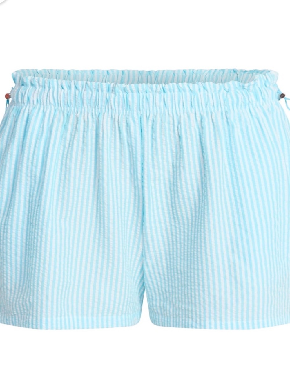 No Boundaries Light Blue & White Striped Seersucker Drawstring Shorts